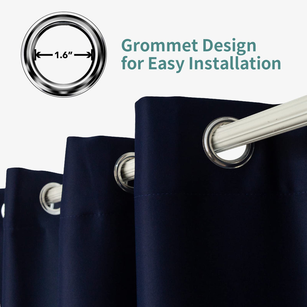 Navy Blackout Curtain, Light Blocking Drapes with Grommet, Thermal Insulated, Noise Reduction, 52 Inches Wide x 108