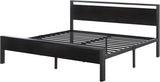 14 Inch King Metal Platform Bed Frame with Wooden Headboard and Footboard, Mattress Foundation, No Box Spring Needed