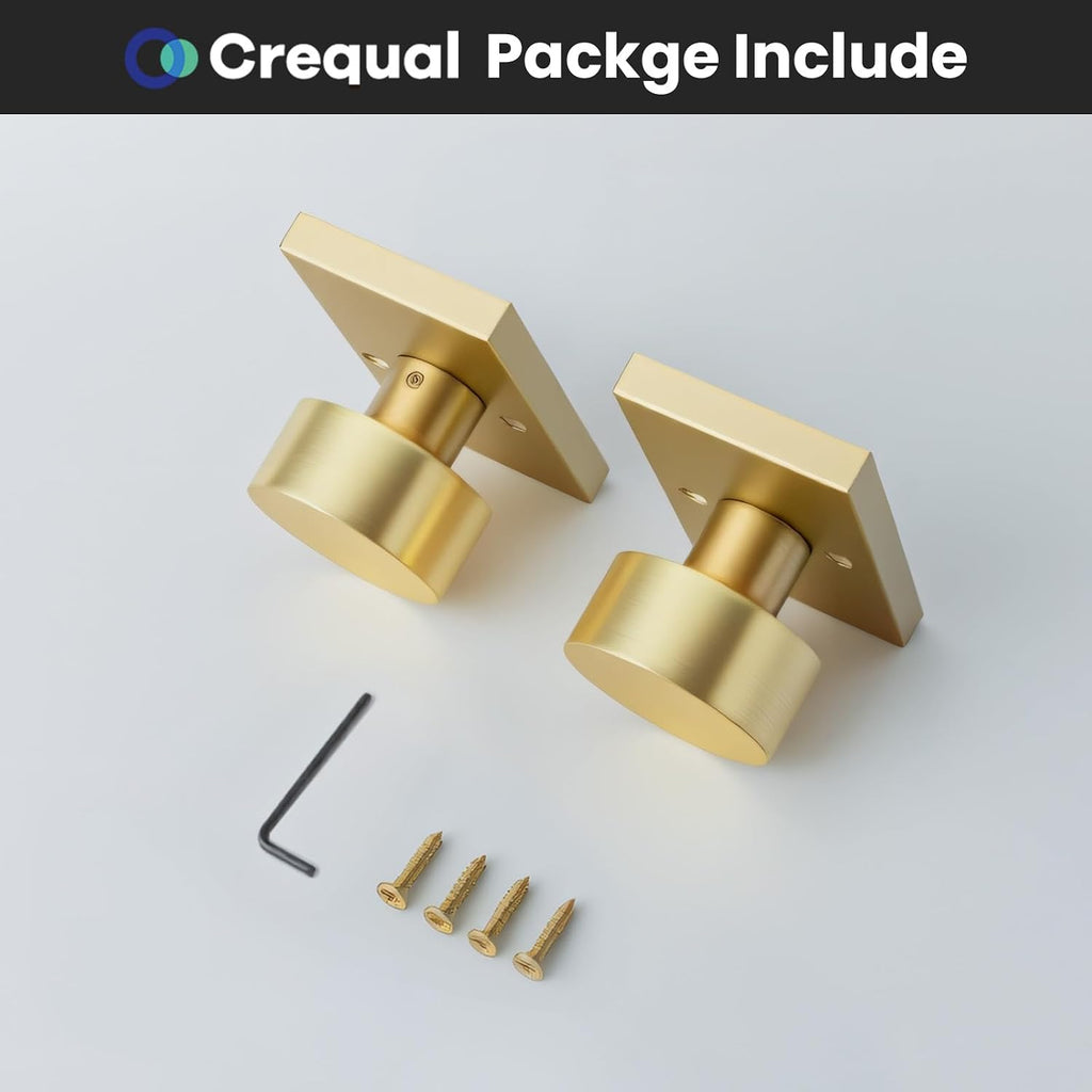 Dummy Door Knobs Gold, Heavy Duty Zinc Alloy Closet Door Knobs Interior, No-Turning Single Side (2 Pieces/1 Pack)