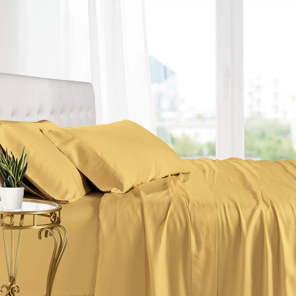 Viscose from Bamboo Split-California-King Cooling Sheet Set, Gold