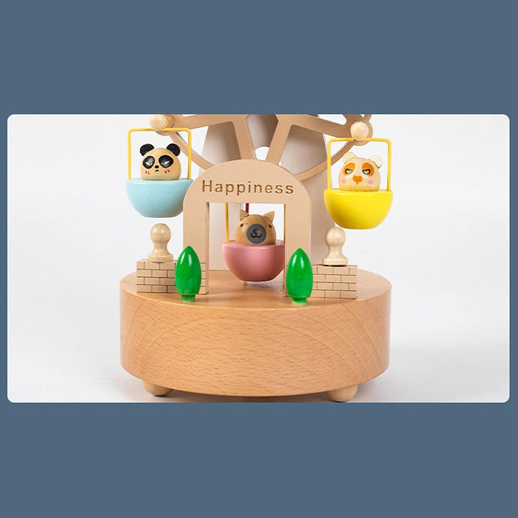 Windmill Music Box Ferris Wheel Carousel Wooden Ferris Wheel Music Box Wind Up Mechanism Rotating Ferris Wheel Music