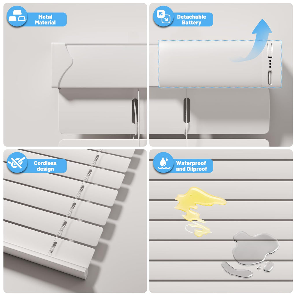 Motorized Blinds with Remote, Horizontal Blinds, White, "