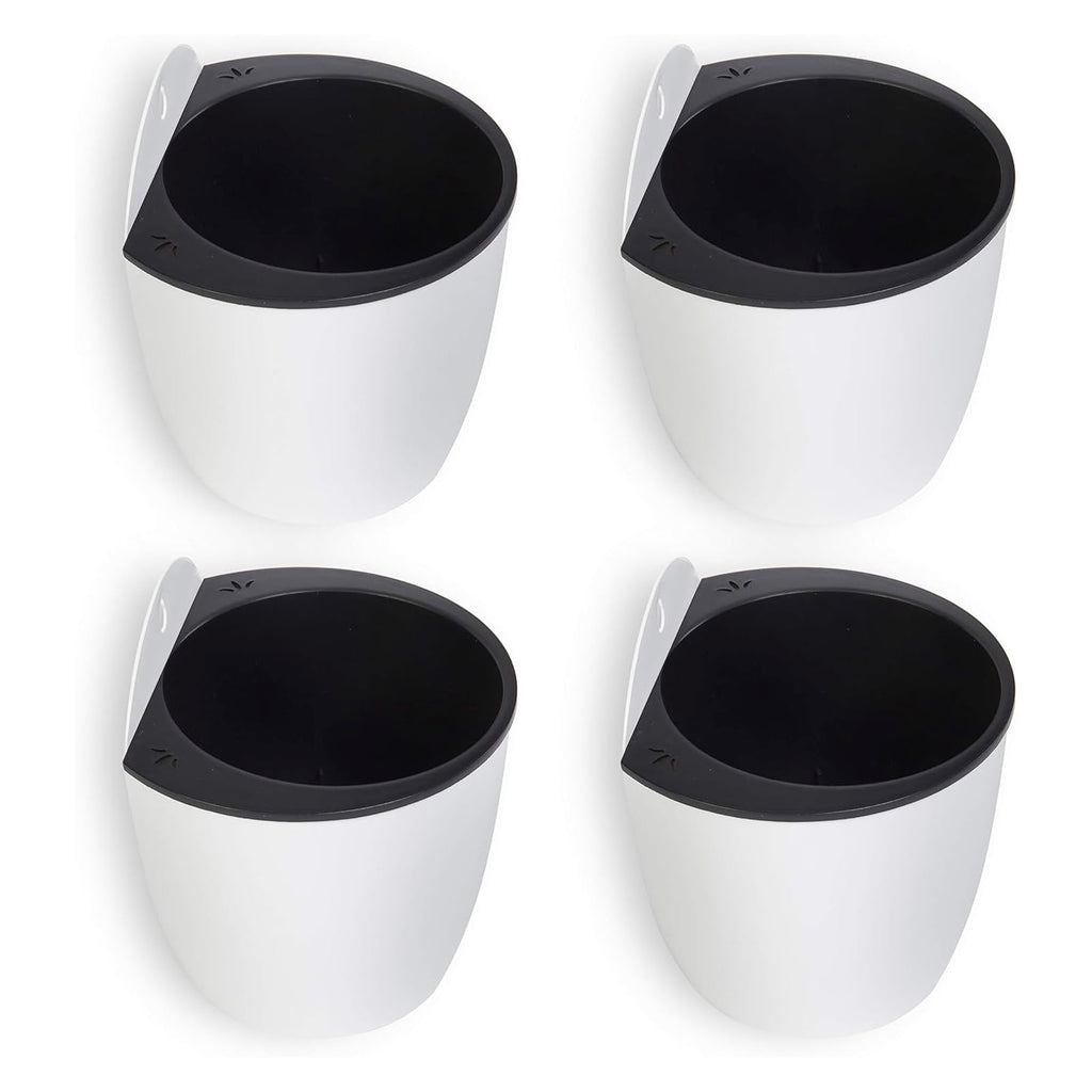 7.5 Inch Wall Planters for Indoor Plants, White Plastic Hanging Self Watering Plant Pots, Flower Cactus Herbs Plant