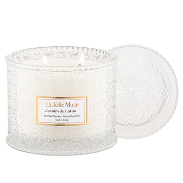 Jasmine Lotus Scented Candles, Natural Soy 2-Wick