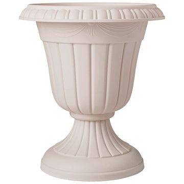Medium 13x15" Classic Traditional Plastic Urn Planter, Indoor/Outdoor Garden Plant Pot Garden Décor, Taupe