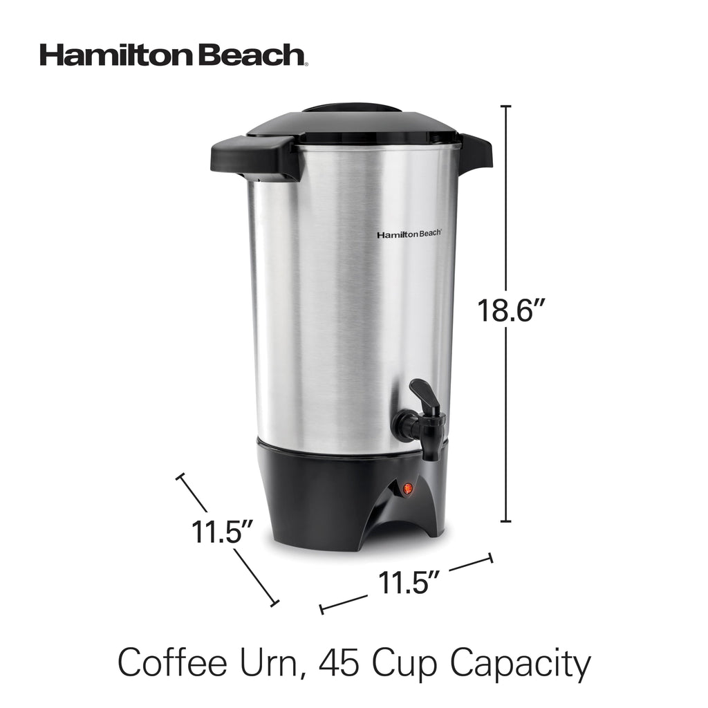 Beach 45 Cup Coffee Urn and Hot Beverage Dispenser, Silver