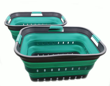 42L (11 gallon) Collapsible Plastic Laundry Basket - Foldable Pop Up Storage Container/Organizer - Portable Basket