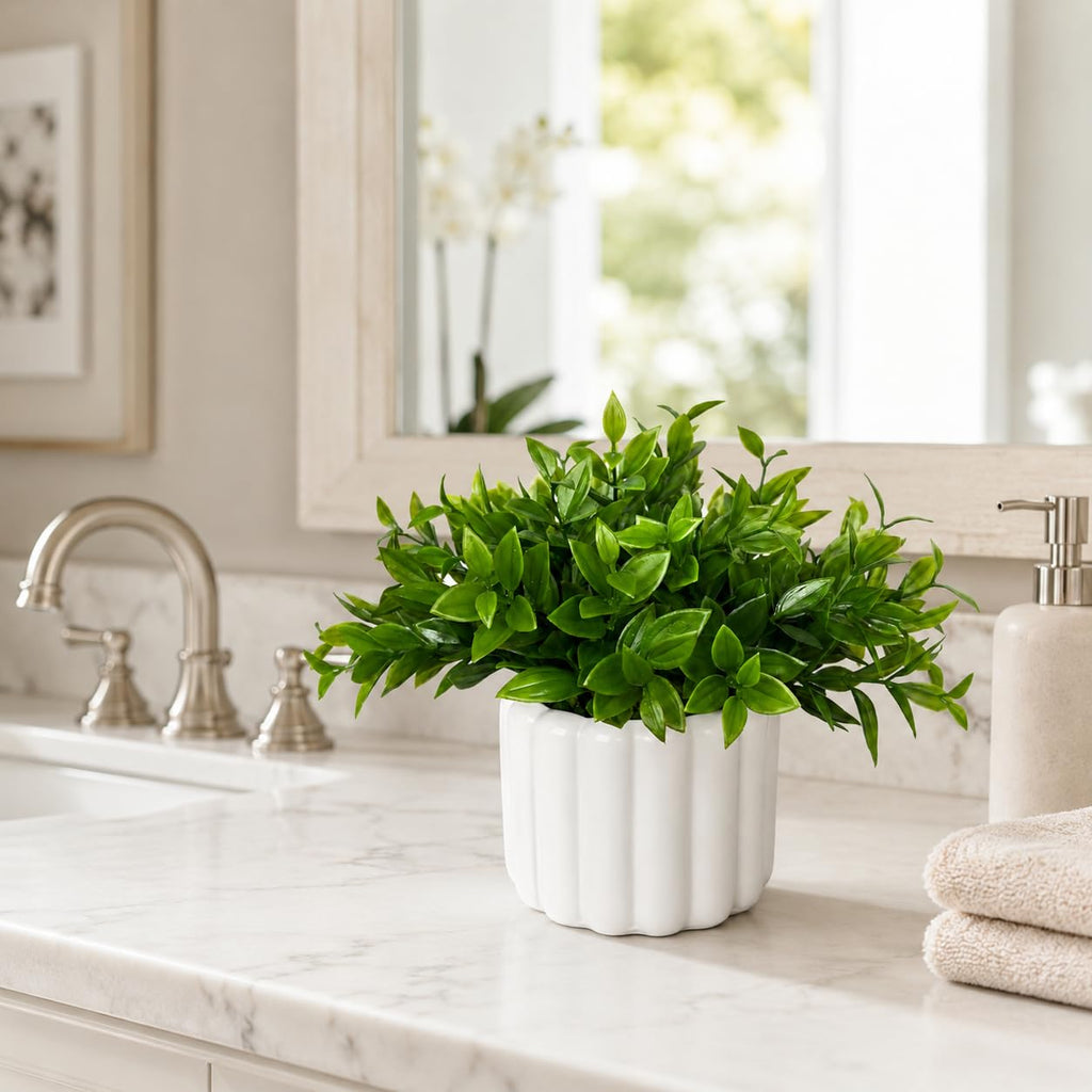 Artificial Eucalyptus Plant, 9" Faux Greenery in Ceramic Pot