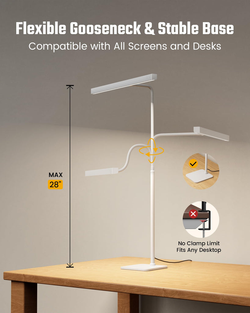 LED Desk Lamp, Eye-Caring Desk Light with Base