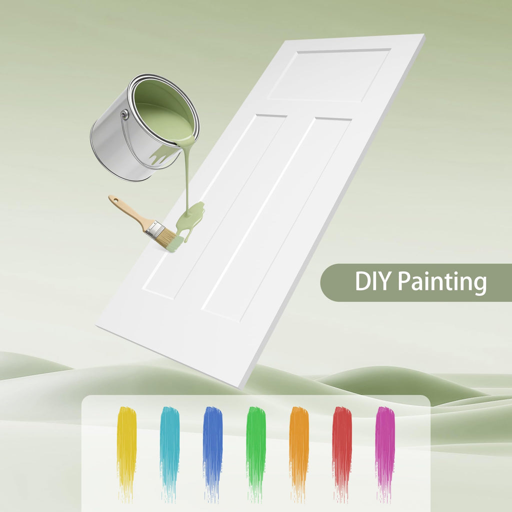 36x80 in T Shaped 3-Panel Smooth White Primed Interior Door Slab