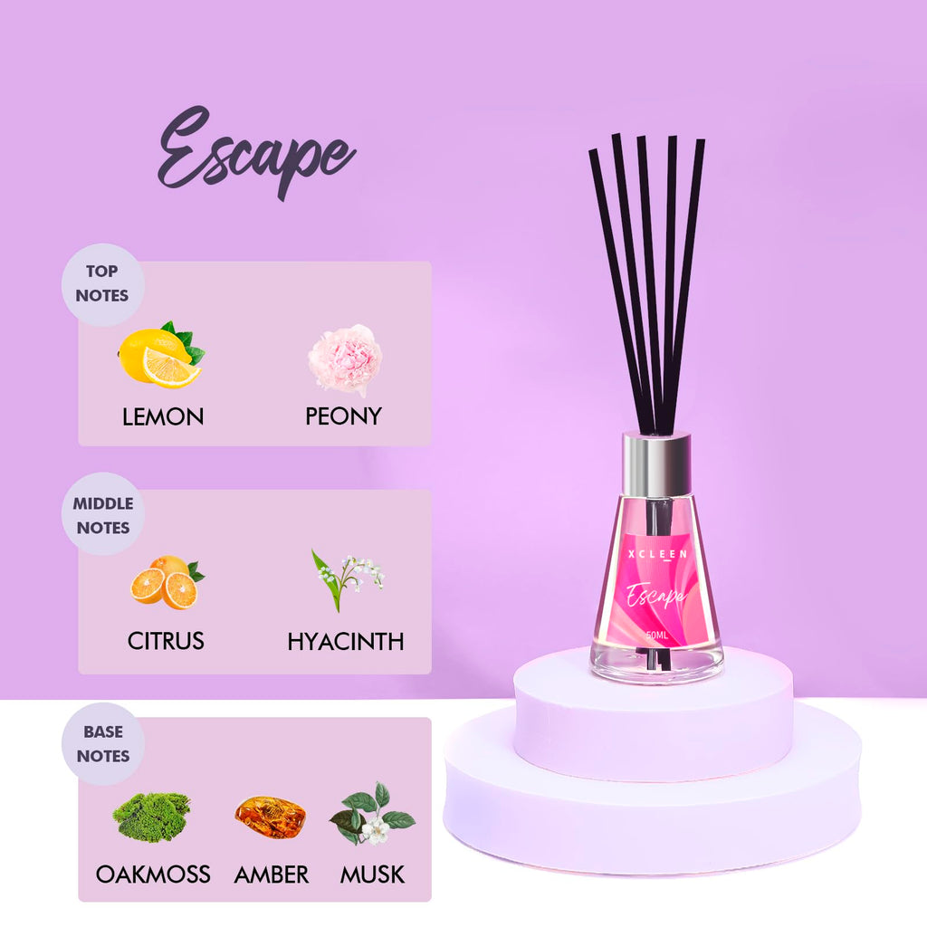 3 Pack Reed Diffuser, Scented Oil Diffuser with 15 Sticks, Escape/Vanilla/Moroccan Amber, Air Freshener, Holiday