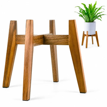 Wooden Plant Stand Indoor, Acacia Wood Mid Century Planter Stand, 9 Inch