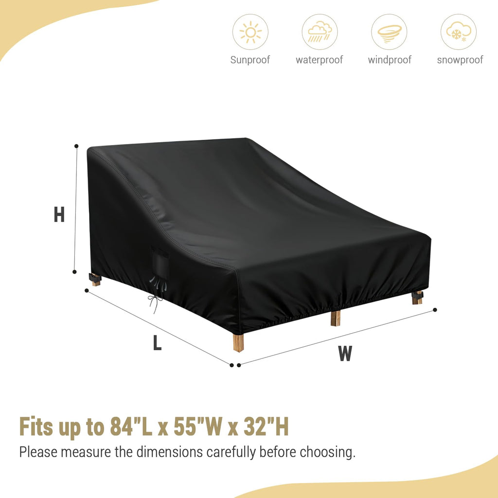 Waterproof Chaise Lounge Cover 84"L x 55"W x 32"H