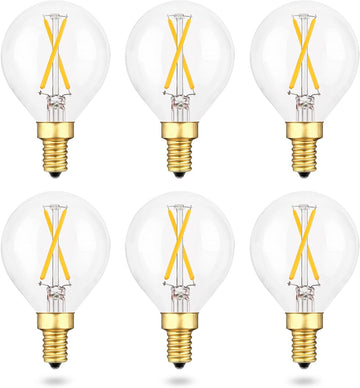Vintage E12 LED Ceiling Fan Bulb Dimmable, 2W Globe G16.5 LED Chandelier Bulb, 25Watt Incandescent Bulb Equivalent