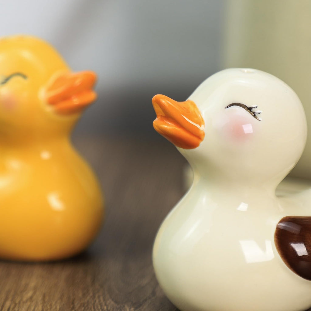 Ceramic Duck Shape Salt & Pepper Shakers Set, Hand-Painted Cute Duck Salt and Pepper Shakers, Set - Set of 2