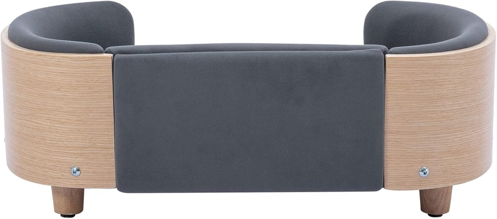 Elevated Small Dog Sofa with Solid Wood Legs, Modern Velvet Pet Sofa Bed for Small Dogs, Mid-Century Style