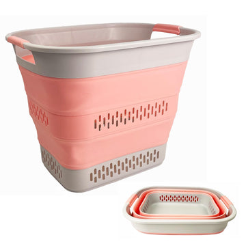 40L (10.5 Gallon) Collapsible Plastic Laundry Basket - Foldable Pop Up Storage Container/Organizer - Portable Laundry