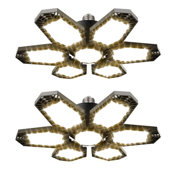 2 Pack Warm Garage Lights, Deformable Ceiling Light, 3000K