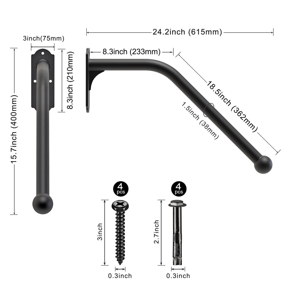 Fully Welded Wall Mount Handrail Iron Handrail for Outdoor Steps