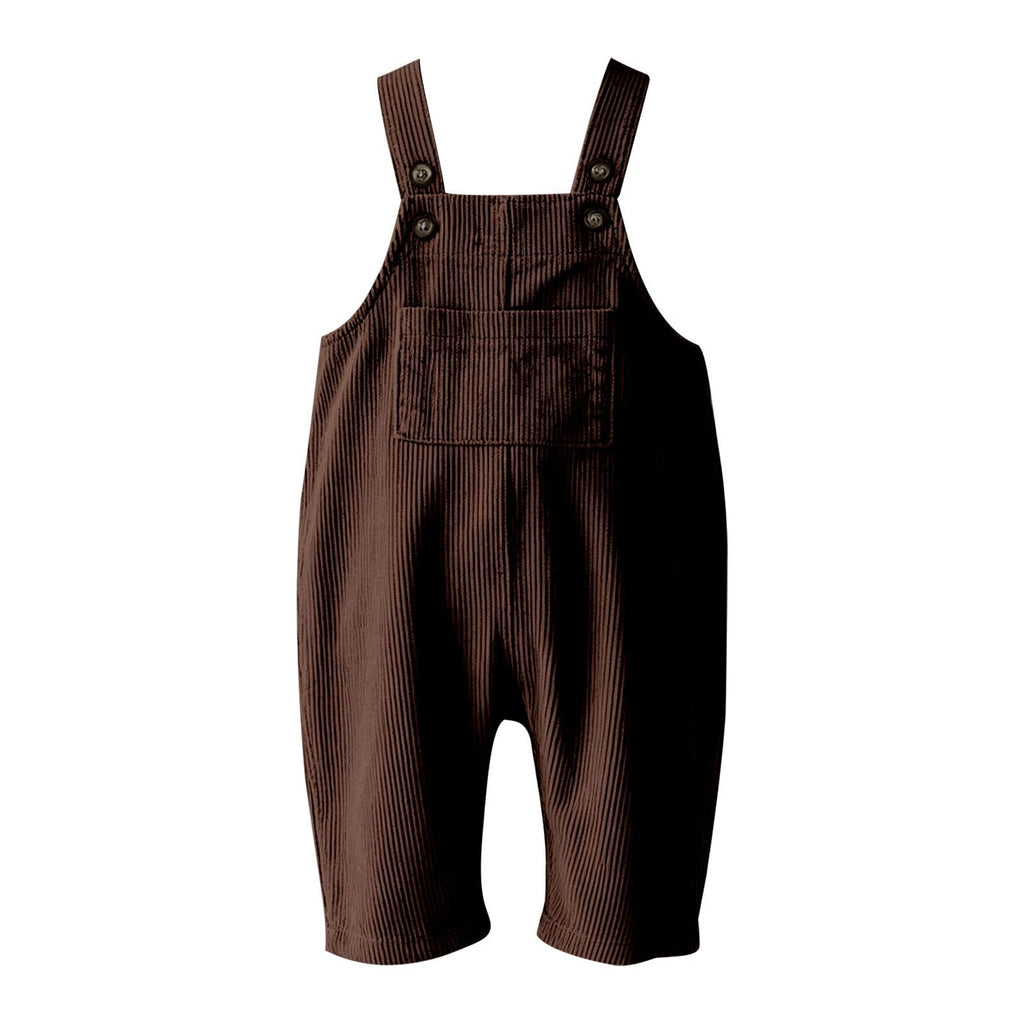 Toddler Baby Corduroy Bib Overalls Boys Girls Solid Sleeveless Suspender