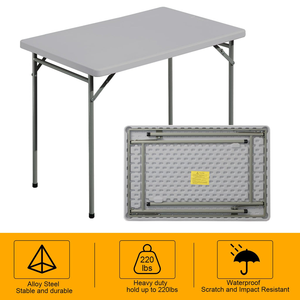 Folding Table 3ft Rectangular All-Occasion Plastic Folding Event Table for Indoor and Outdoor, Portable Desk