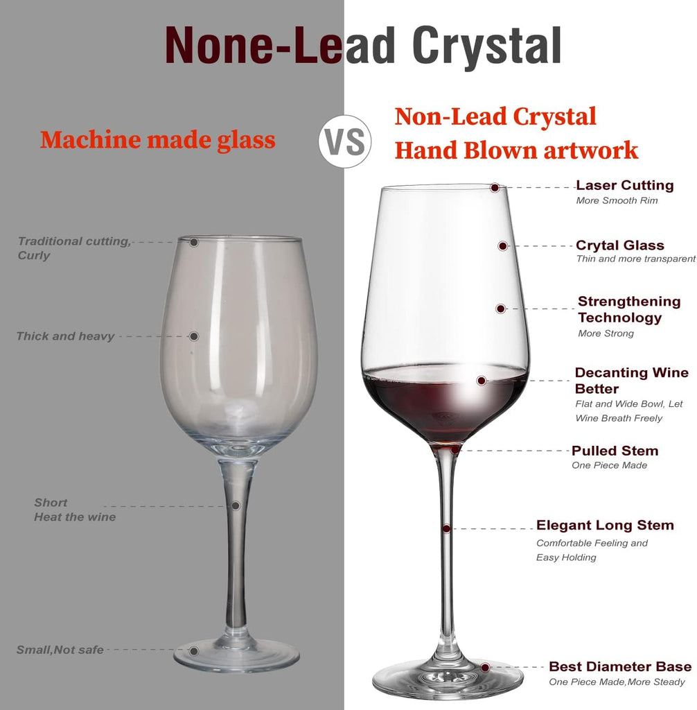 Wine Glasses Set of 6, Crystal Glass with Stem for Drinking Red/White/Cabernet Wine as Gifts Sets, Clear Lead-Free