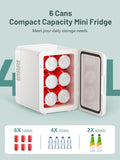4L Mini Fridge for Skincare & Food, 110V/12V Cooler & Warmer Portable Refrigerator for Bedroom, Office, Car, Dorm
