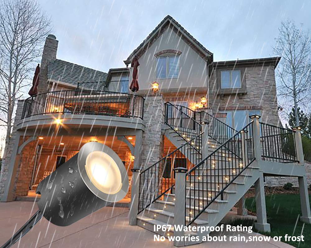 10 Pack Recessed LED Deck Light Kits with Protecting Shell, 32mm, Warm White, IP67 Waterproof, 12V Low Voltage