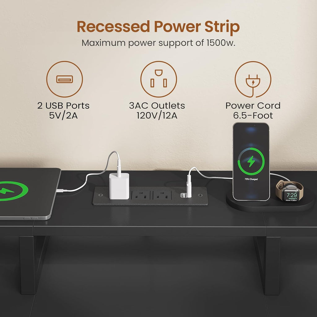 94.5" 2 Person Gaming Desk, Long Office Computer Desk with 8 Drawers & LED Light, Two Person Desk with Storage