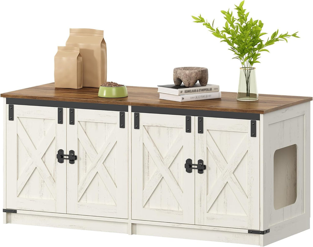 Cat Litter Box Enclosure for 2 Cats, Hidden Litter Box Furniture