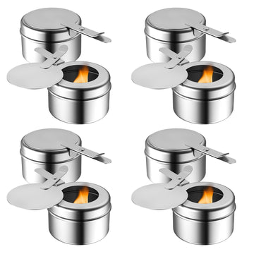 8 Pack Chafing Fuel Holder, Stainless Steel Fuel Holders with Safety Cover, Canned Heat Holder for Chafing Dish