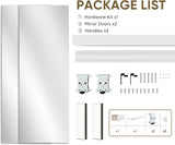 Mirror Closet Doors, 60''x80'' One Side Sliding Closet Door with Hardware Kit, Interior Steel Frame 