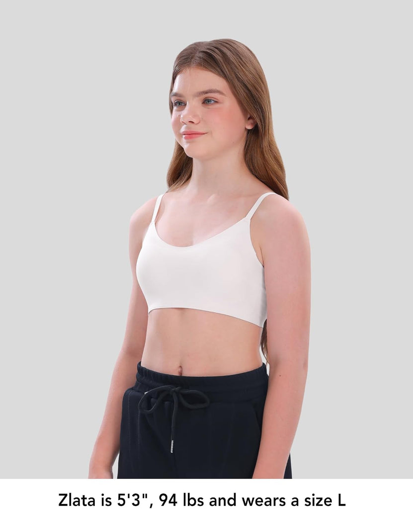 Soft Fixed Padding Training Bras for Girls, Seamless-Look