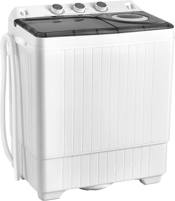 Portable Washing Machine, Twin Tub 26lbs Capacity Laundry, 18lbs Washer and 8lbs Spinner Combo with Timer Knobs