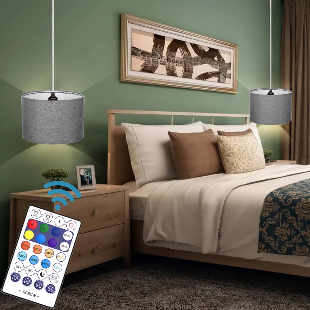 15FT Plug in Pendant Light with Switch, Hanging Lamp with Plug in Cord, Hanging Light Pendant Lamp with Remote