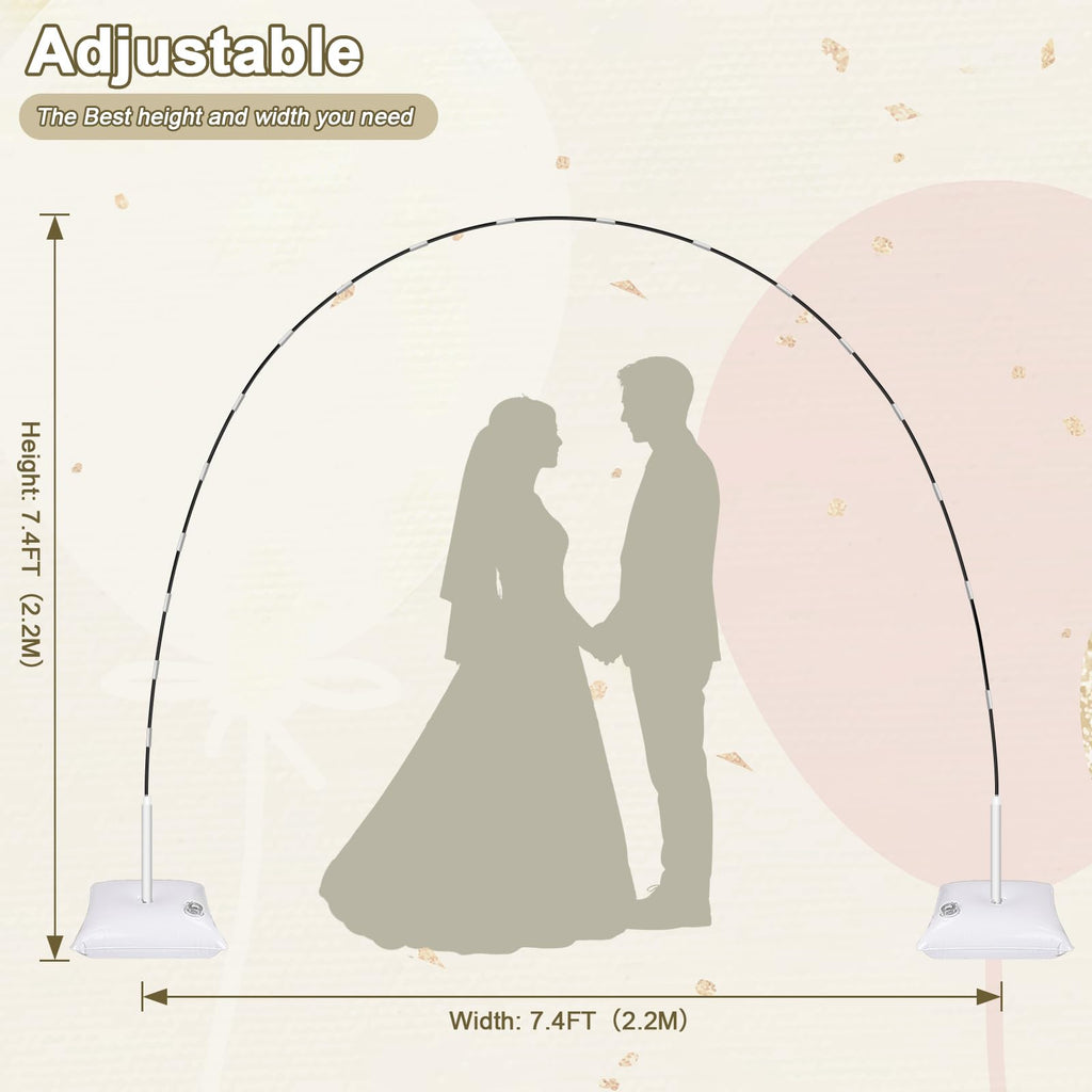 Balloon Arch Kit, 7.4FT High&10FT Wide Adjustable Glass Fiber Balloon Arch Stand Frame with Bases and Water Bag DIY