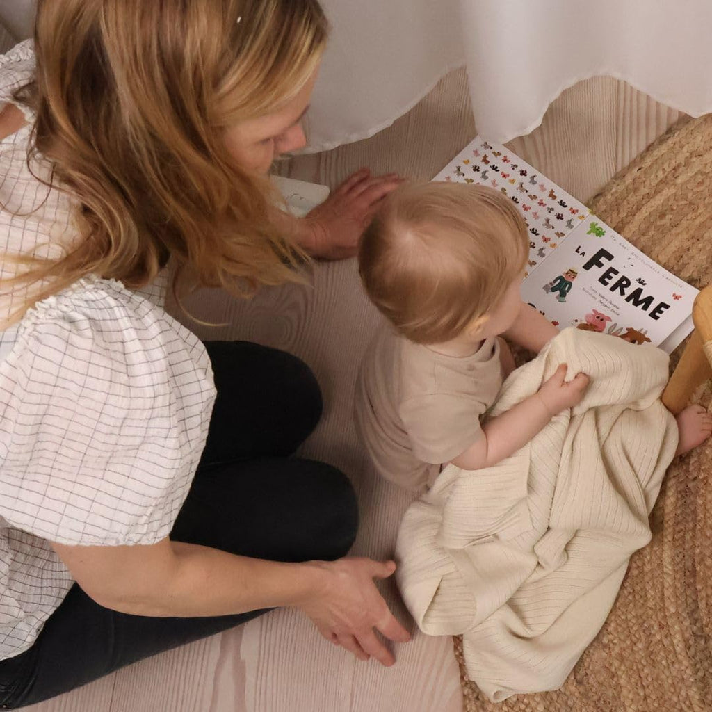 Ribbed Knit Baby Blanket - 100% Organic Cotton, Newborn Crib Quilt