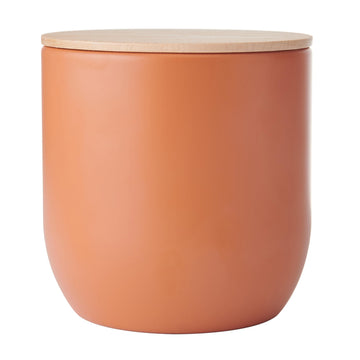 Idilica Kitchen Canister with Beechwood Lid, 12 x 12cm, Terracotta