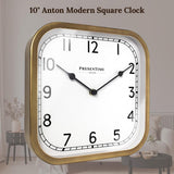 Presentime & Co 10" Anton Vintage Square Clock, Silent No Ticking, Wall & Mantel 2 in 1 Clock, Desk and Shelf Clock