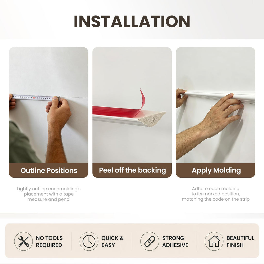 Peel and Stick Door Molding Pre-Cut Paintable Trim Moulding Kit
