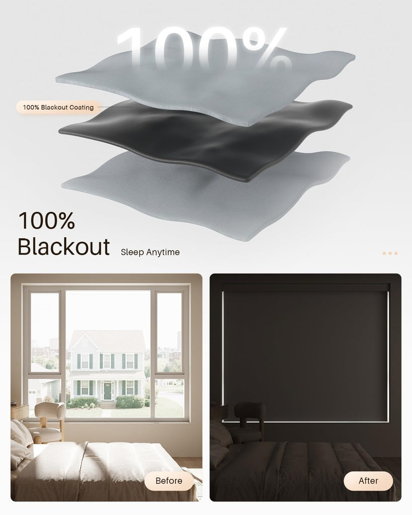 Smart Roller Shades for Windows, Works with Alexa, Gray&White