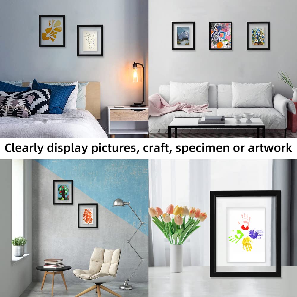 8x10 Floating Picture Frames Set of 6, Black Frame, Wooden