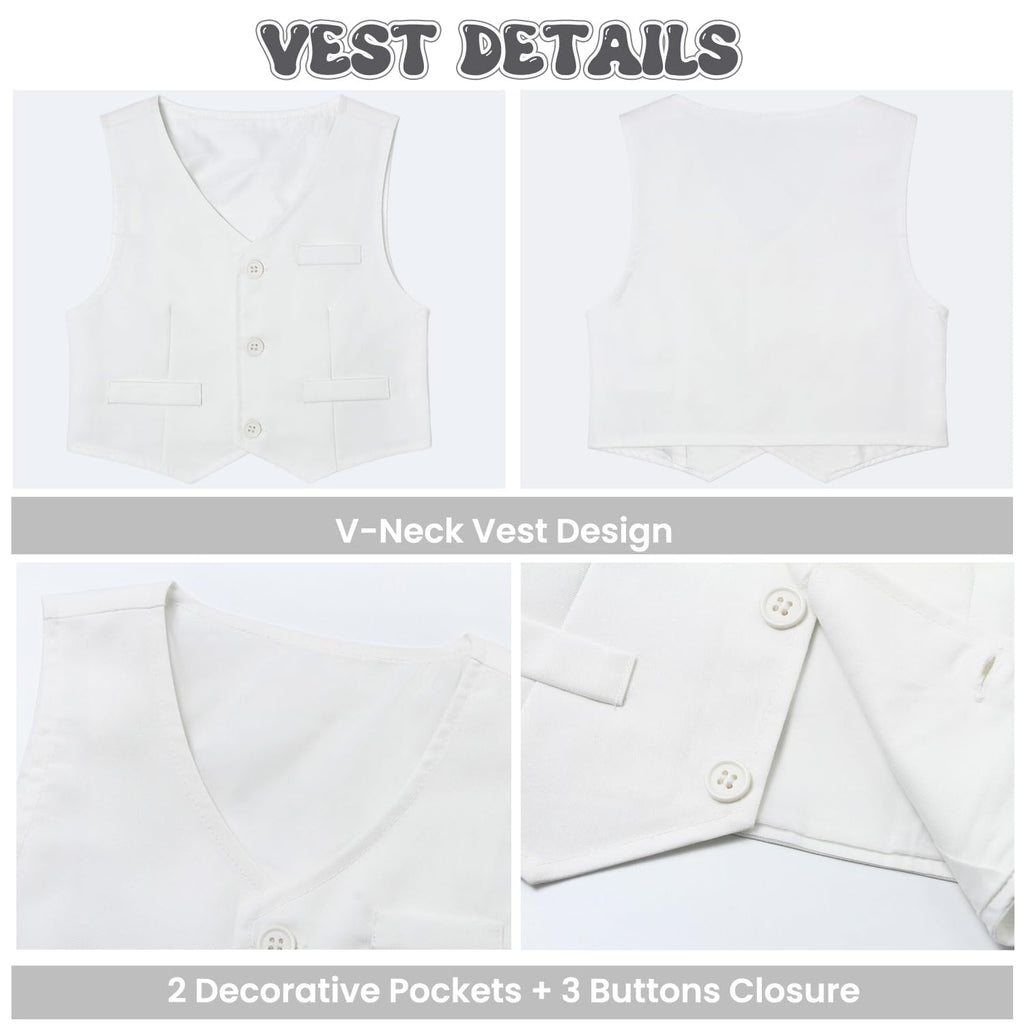 Baby Boy Suit Set Infant Tuxedo Formal Outfit Ivory White