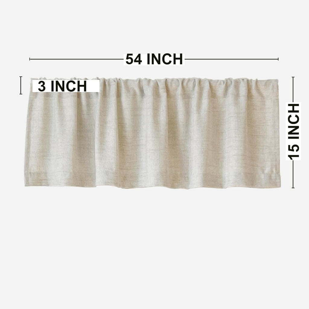 Faux Linen Valance for Windows Kitchen Living Room Valances Rod Pocket Farmhouse Country Rustic Bathroom Small Window