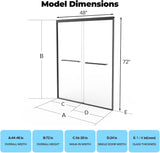 44" - 48" W x 72" H Semi-Frameless Double Sliding Shower Door