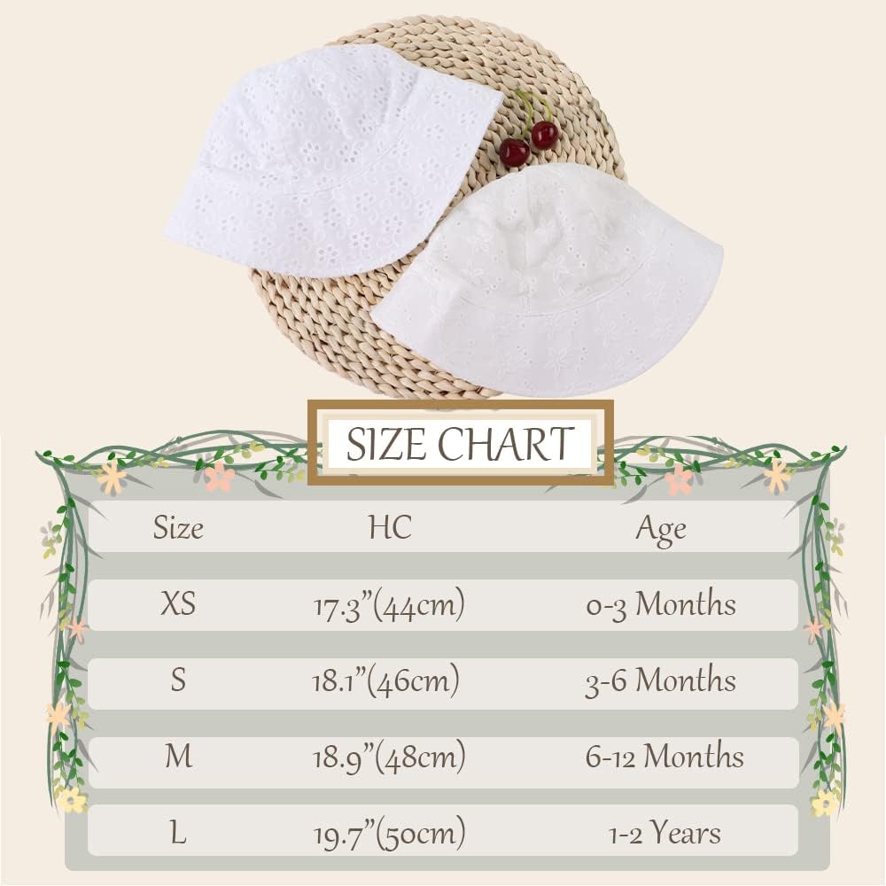 Baby Girl Sun Hats Cotton Toddler Summer Cap Girls Wide Brim Bucket Hat Infant Flower Hats Beach Sun Protection