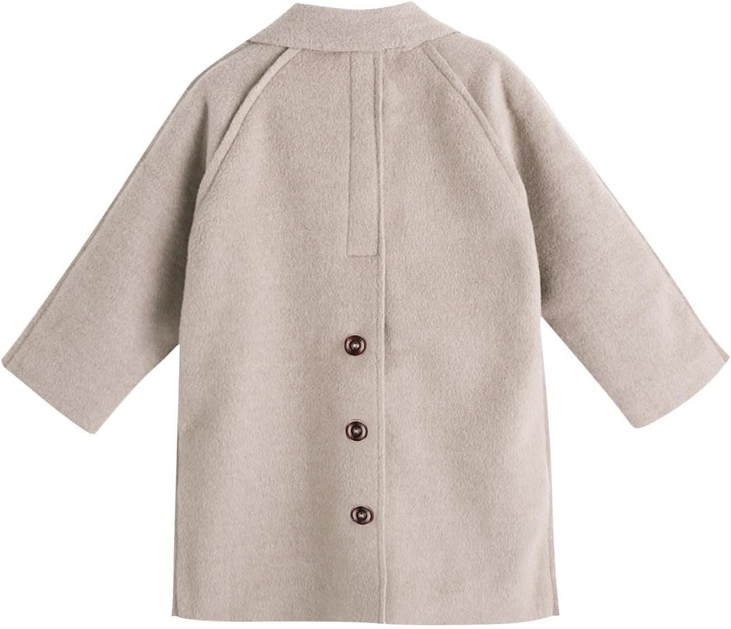 Girls Wool Trench Coat Single Breasted Dressy Windbreaker Jacket