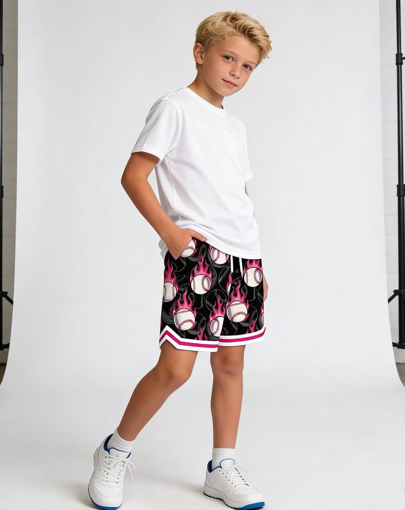 Boys Athletic Shorts Breathable Quick Dry Mesh Basketball Shorts