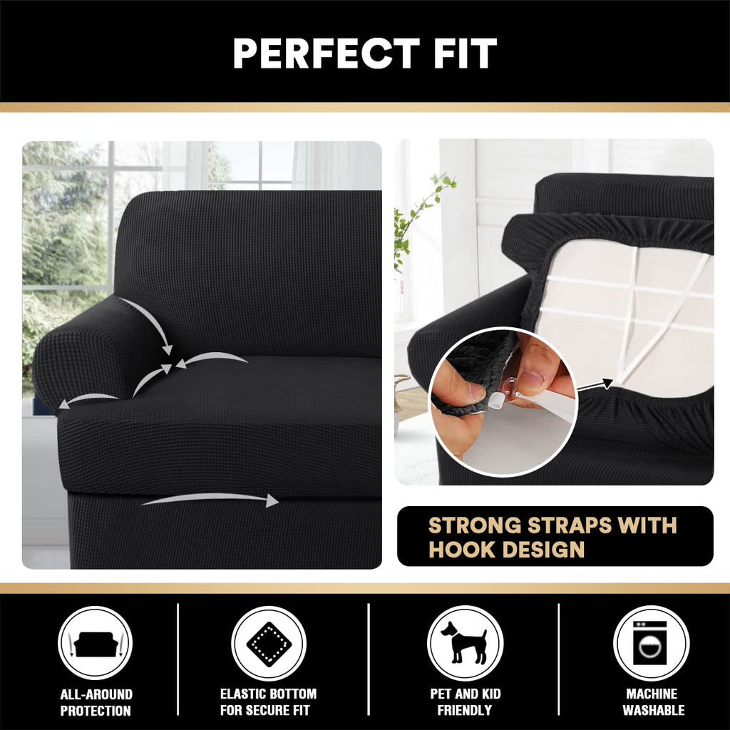 2 Pieces Armchair Slipcover Stretch Couch Covers for T Cushion Chair Slipcovers Soft Arm Chiar Cover Furniture Covers