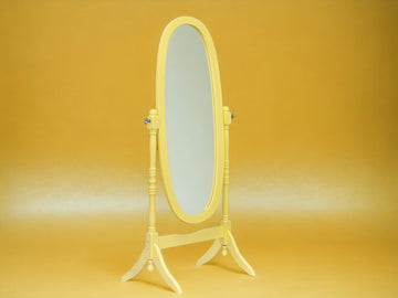 Yellow Wood Cheval Floor Mirror with Stand